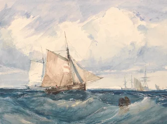 A Cutter and Other Shipping in a Breeze